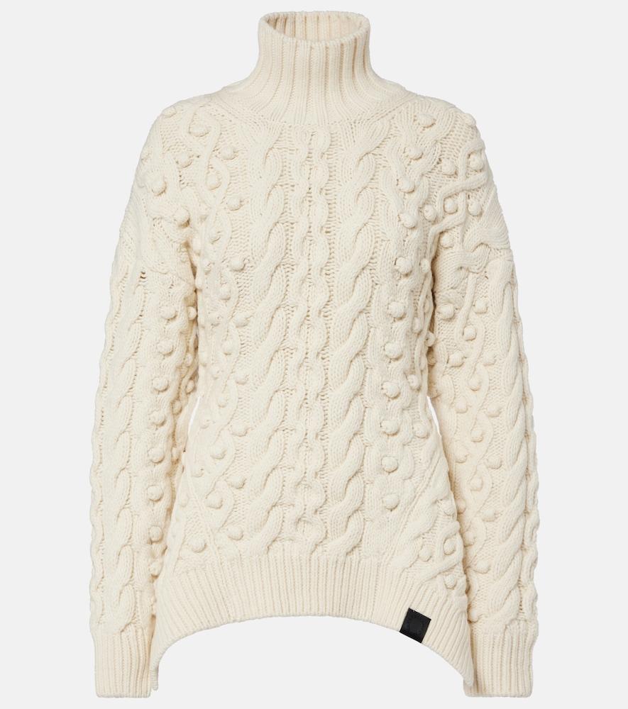 stella mccartney cable-knit draped wool turtleneck sweater