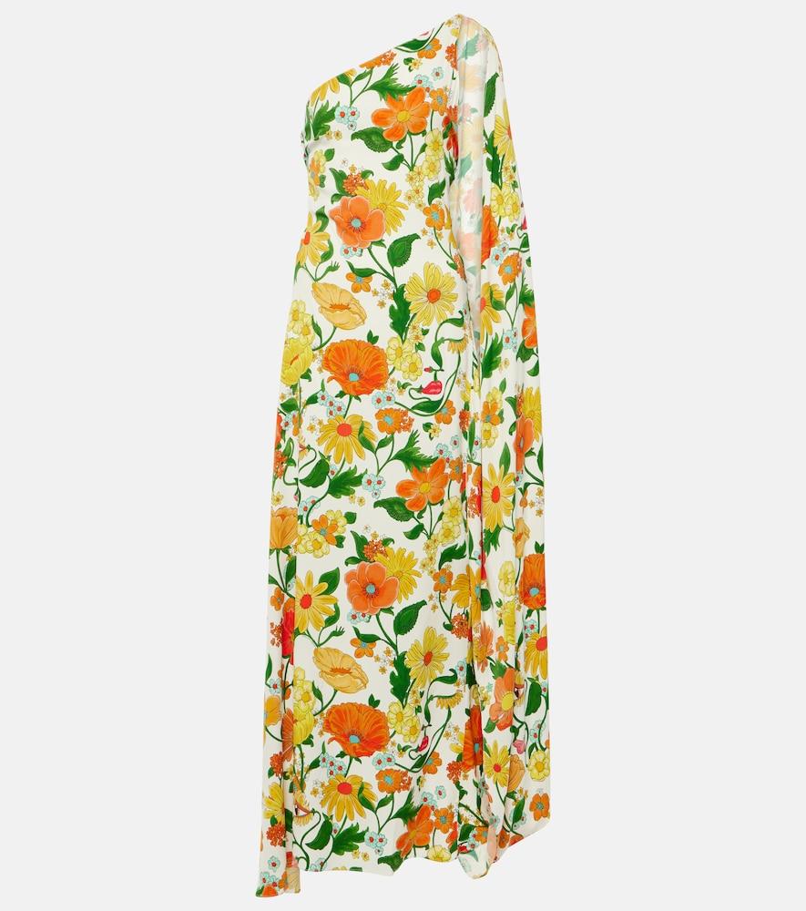 stella mccartney caped one-shoulder cady gown