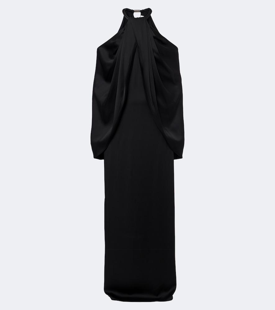 stella mccartney caped satin halterneck gown