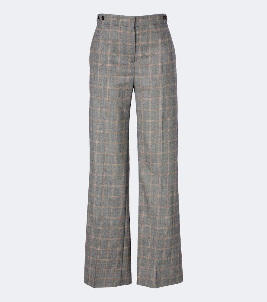 stella mccartney checked wool wide-leg pants
