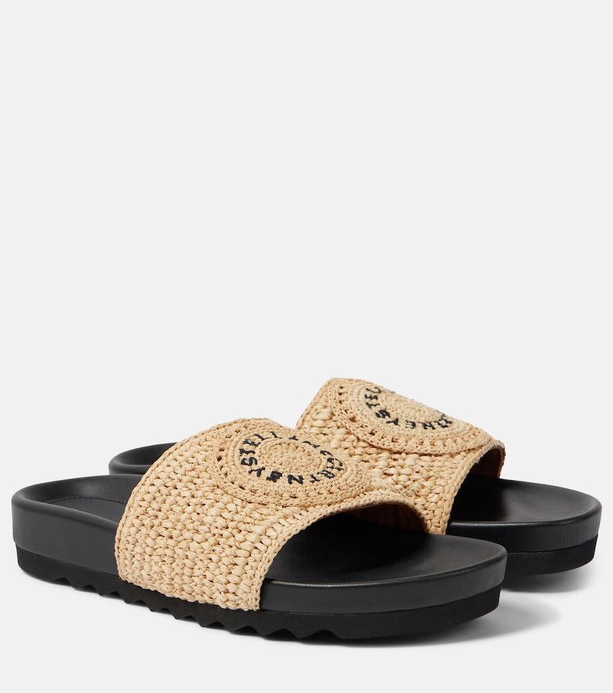 stella mccartney elyse logo raffia slides