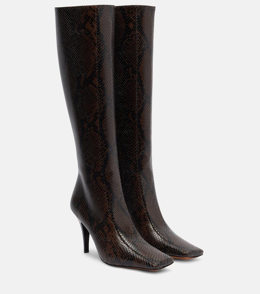 stella mccartney eve snake-effect knee-high boots