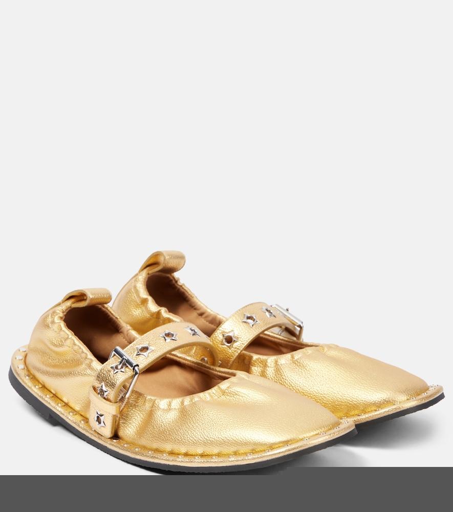 stella mccartney falabella metallic mary jane flats