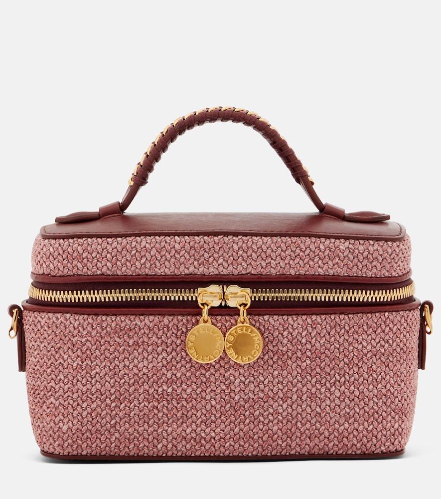 stella mccartney falabella raffia-effect vanity bag
