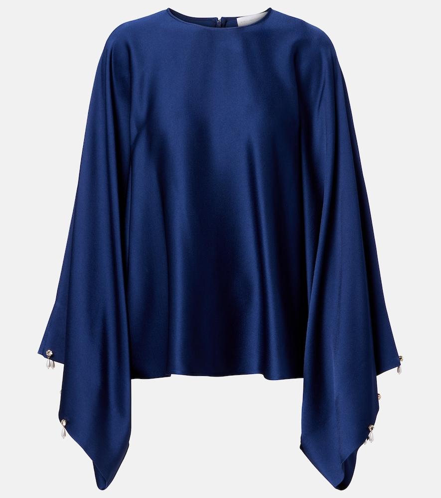 stella mccartney faux pearl-embellished satin top