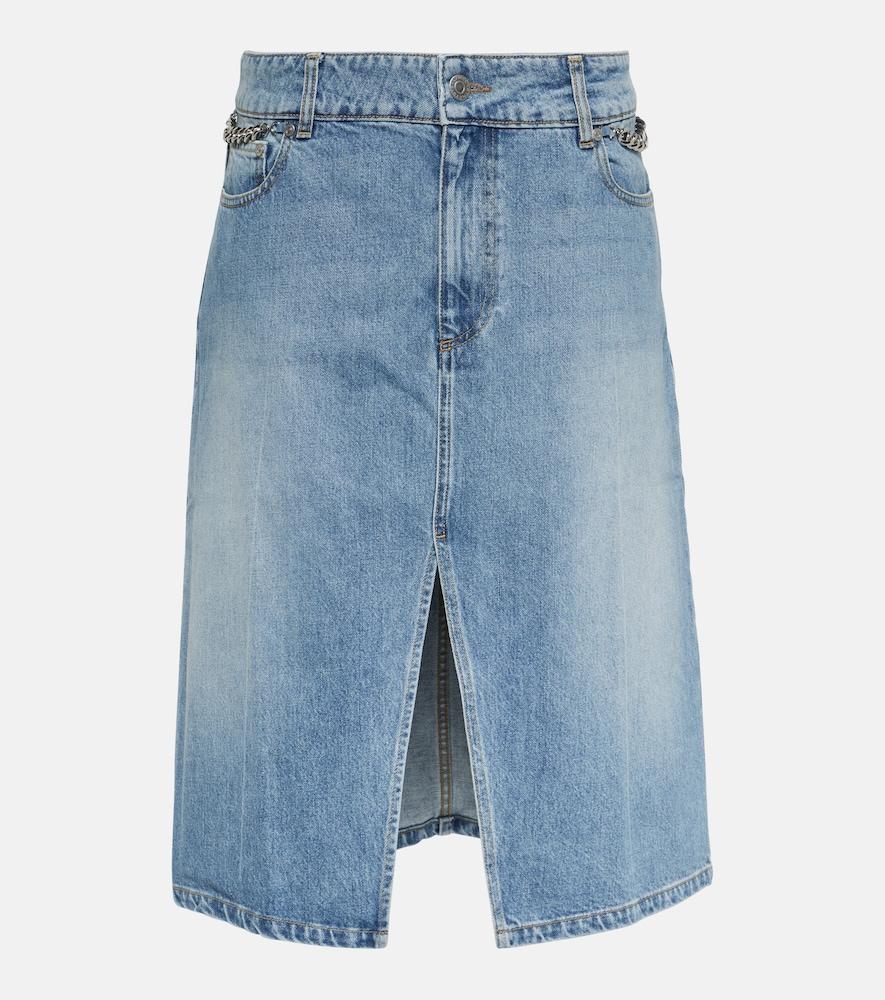 stella mccartney front-slit denim midi skirt
