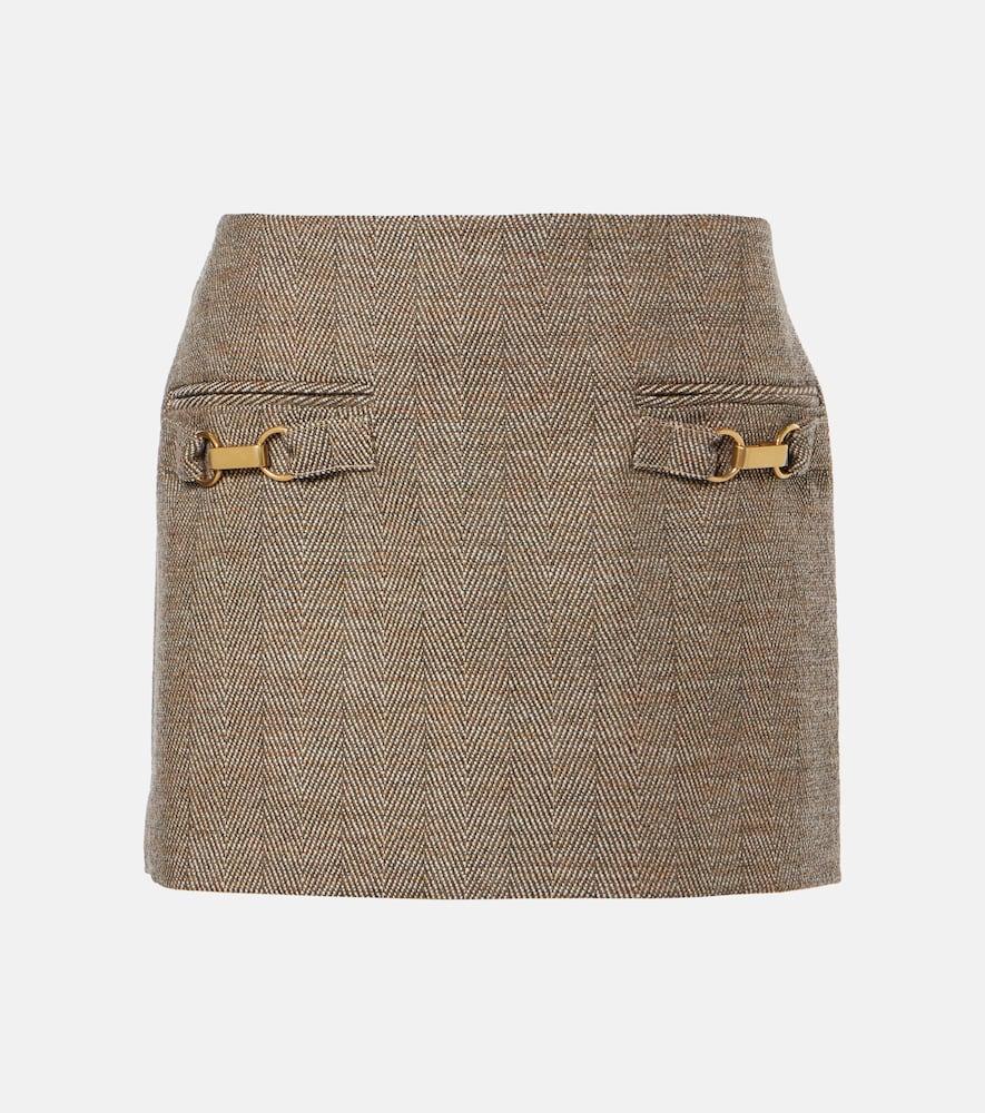 stella mccartney herringbone wool-blend miniskirt