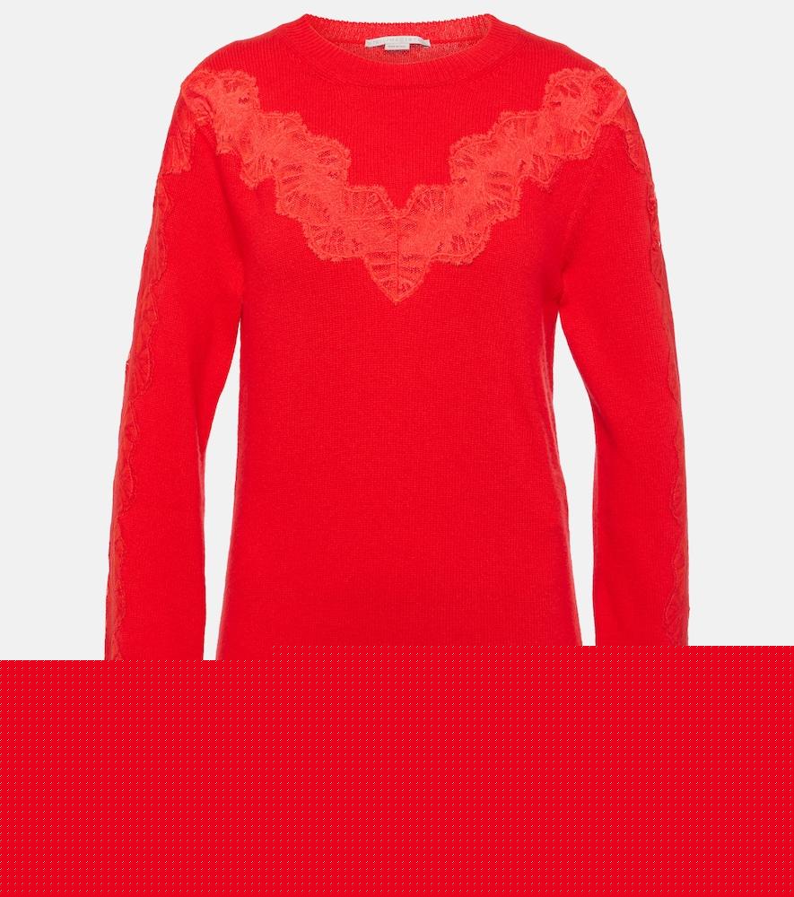 stella mccartney lace-trimmed wool sweater
