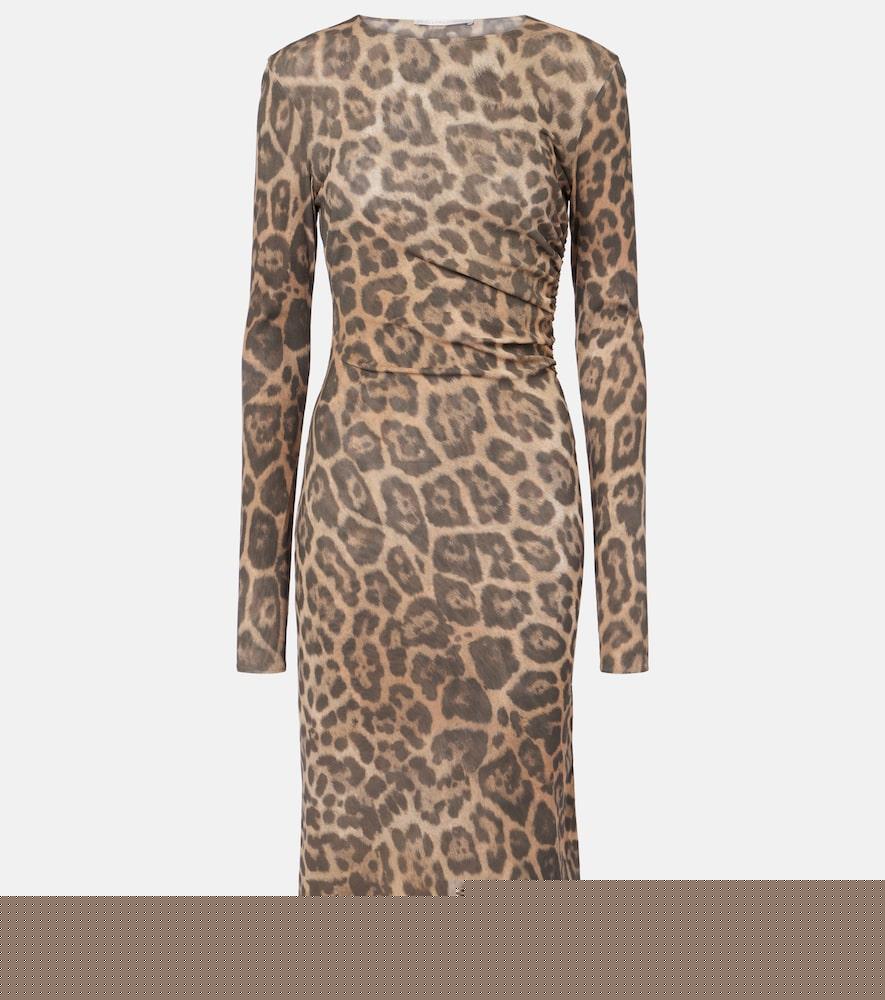 stella mccartney leopard-print midi dress