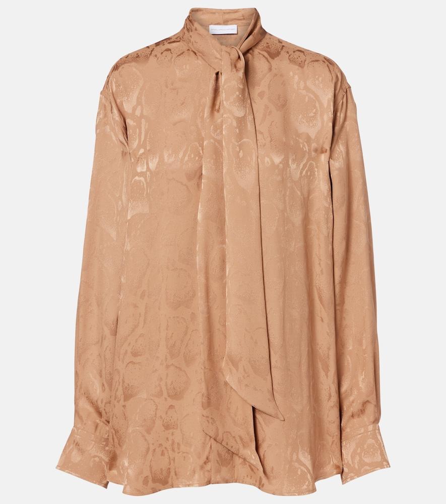 stella mccartney leopard-print silk-blend jacquard blouse
