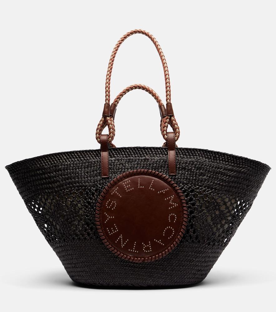 stella mccartney logo large raffia basket bag