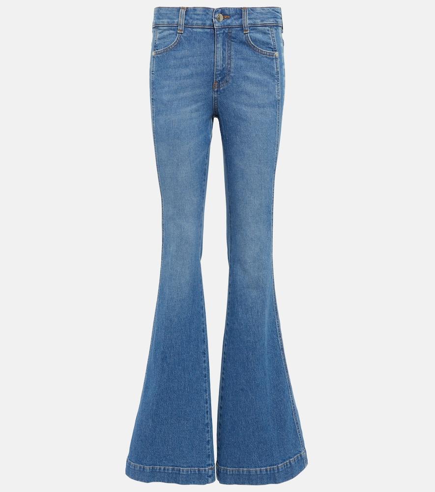 stella mccartney logo mid-rise flared jeans