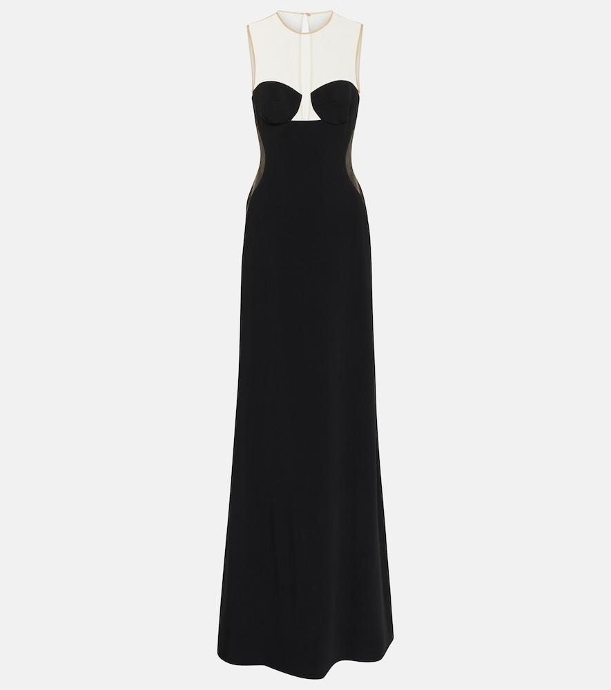 stella mccartney mesh-paneled crêpe gown
