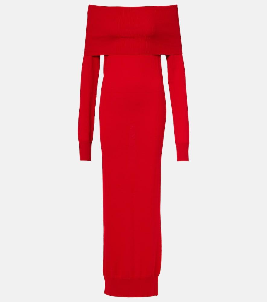 stella mccartney off-shoulder virgin wool maxi dress