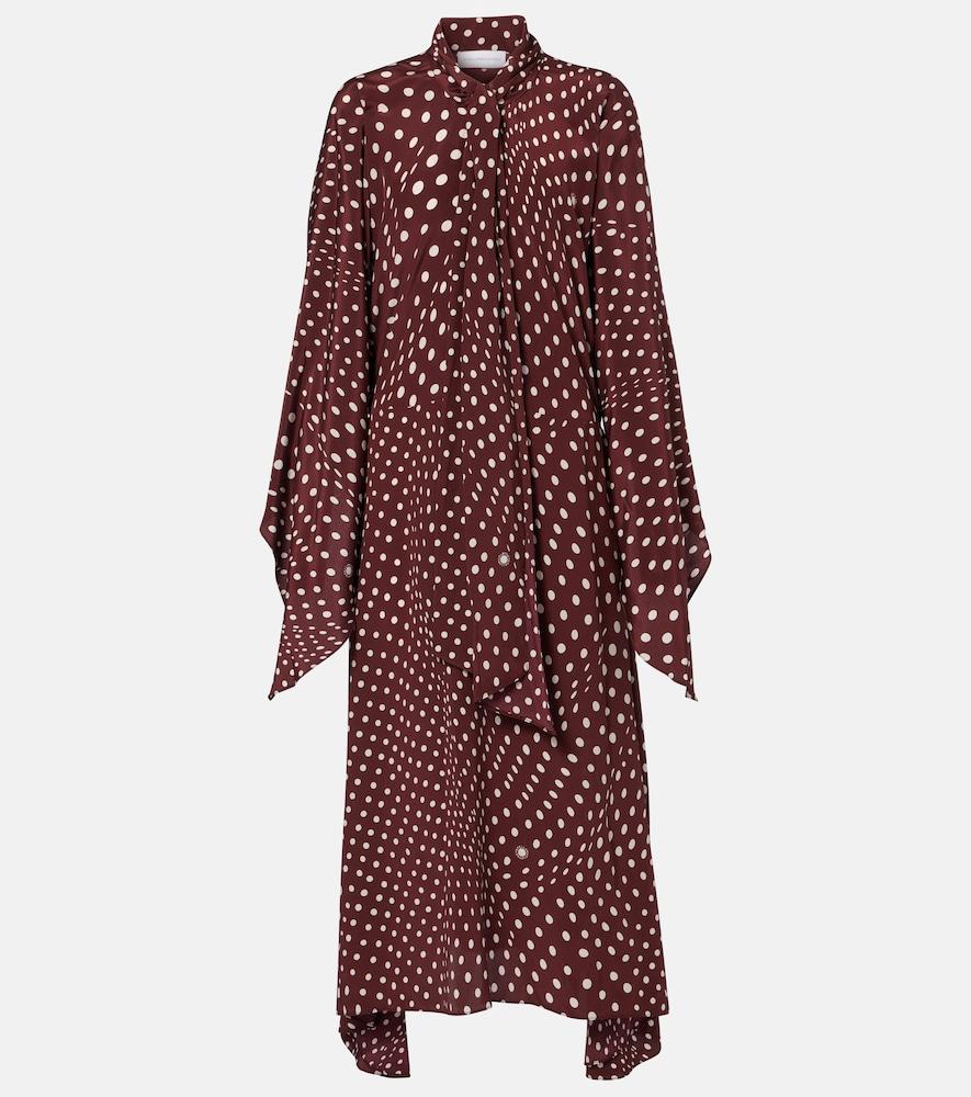 stella mccartney polka-dot tie-neck silk midi dress