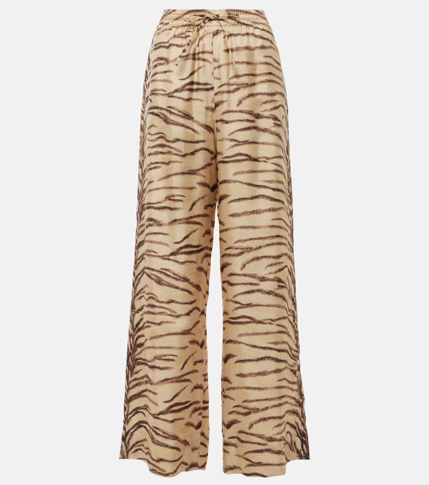 stella mccartney printed high-rise silk wide-leg pants