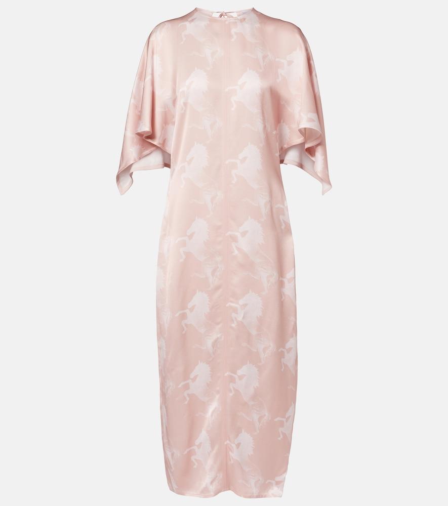 stella mccartney printed satin midi dress