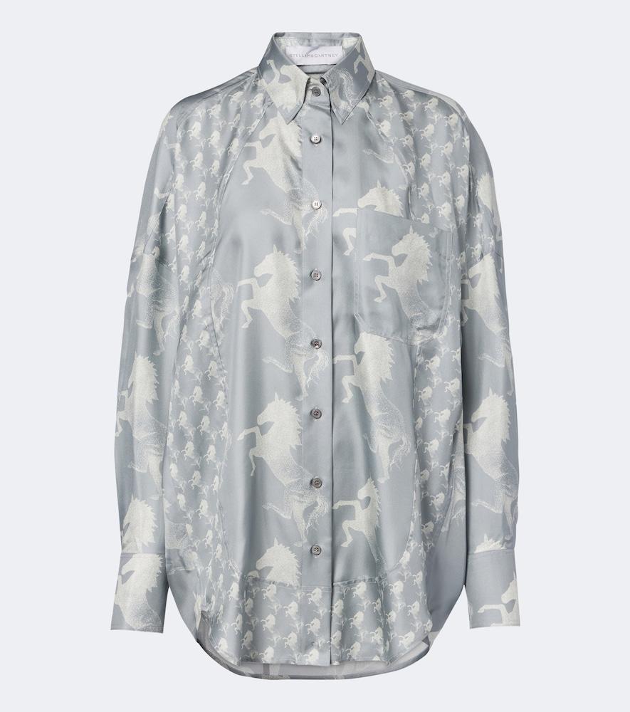 stella mccartney printed silk satin shirt