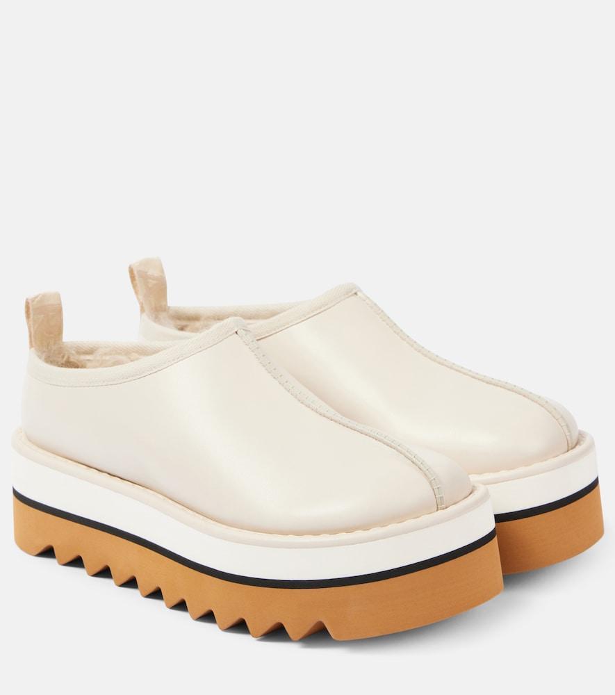 stella mccartney sneak-elyse faux fur-lined faux leather mules