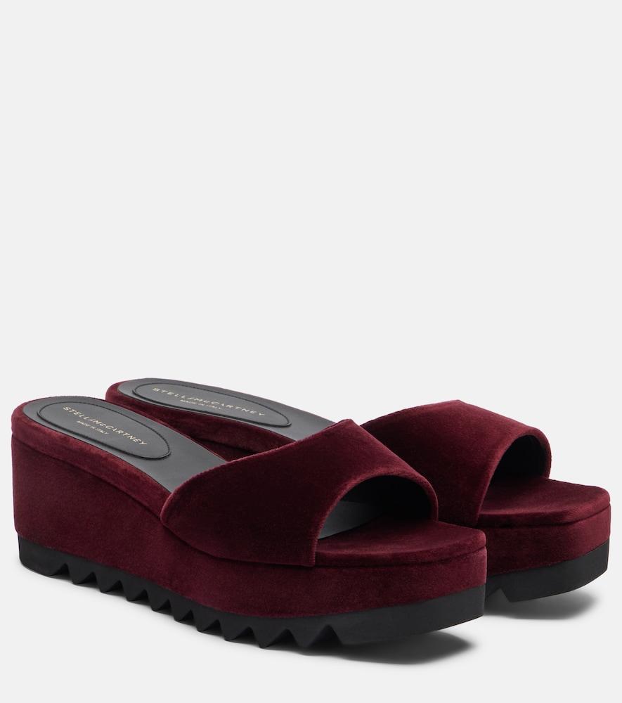 stella mccartney sneak elyse velvet wedge mules