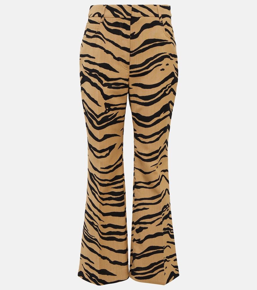stella mccartney tiger-print wool-blend flared pants