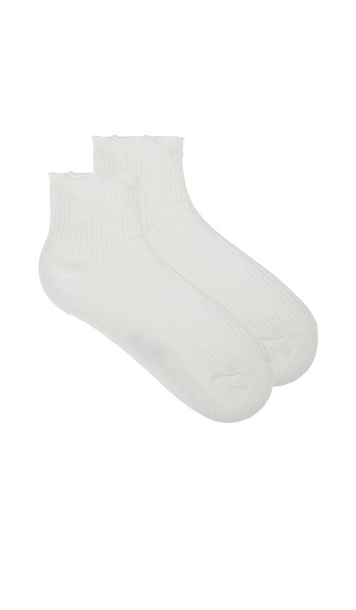 stems 3 pack everyday classic ruffle socks in white.