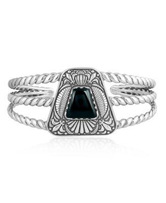 sterling silver black onyx trapezoid cuff bracelet size small