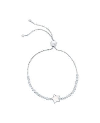 sterling silver star mop center cz adjustable bolo bracelet