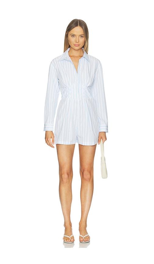 steve madden aria romper in baby blue. - size l (also in xs, s, m)