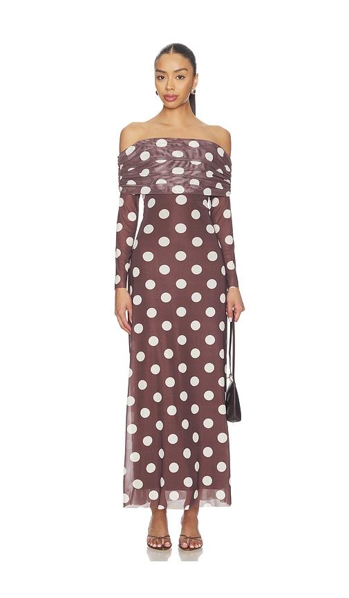 steve madden aurelia dress in brown. - size l (also in s, xs, m)
