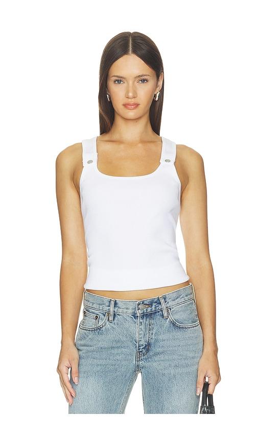 still here snap tank top in white. - size l (also in xs, m, xl/1x, xxl/2x)