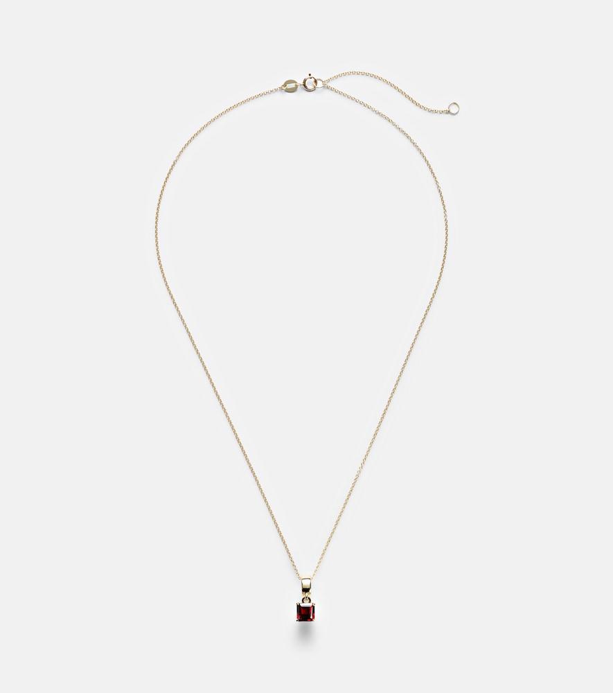 stone and strand 10kt gold charm necklace with garnet