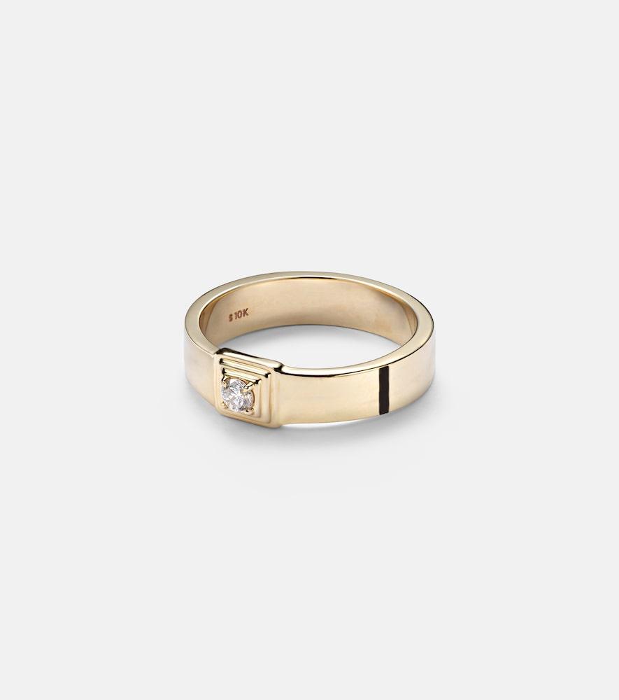 stone and strand 10kt gold ring with diamonds
