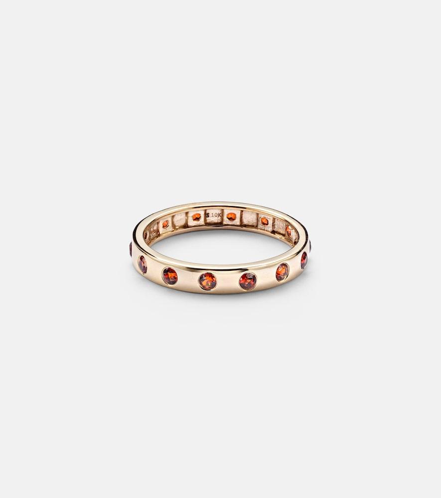 stone and strand 10kt gold ring with garnet