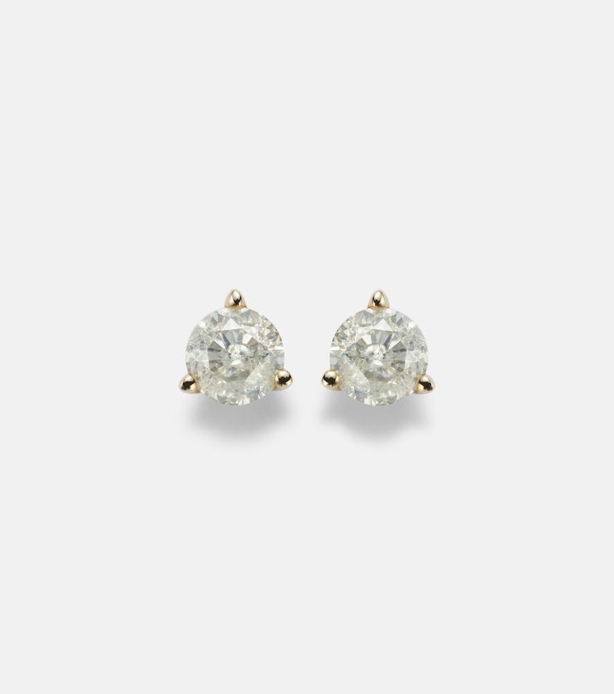 stone and strand 14kt gold earrings with diamonds