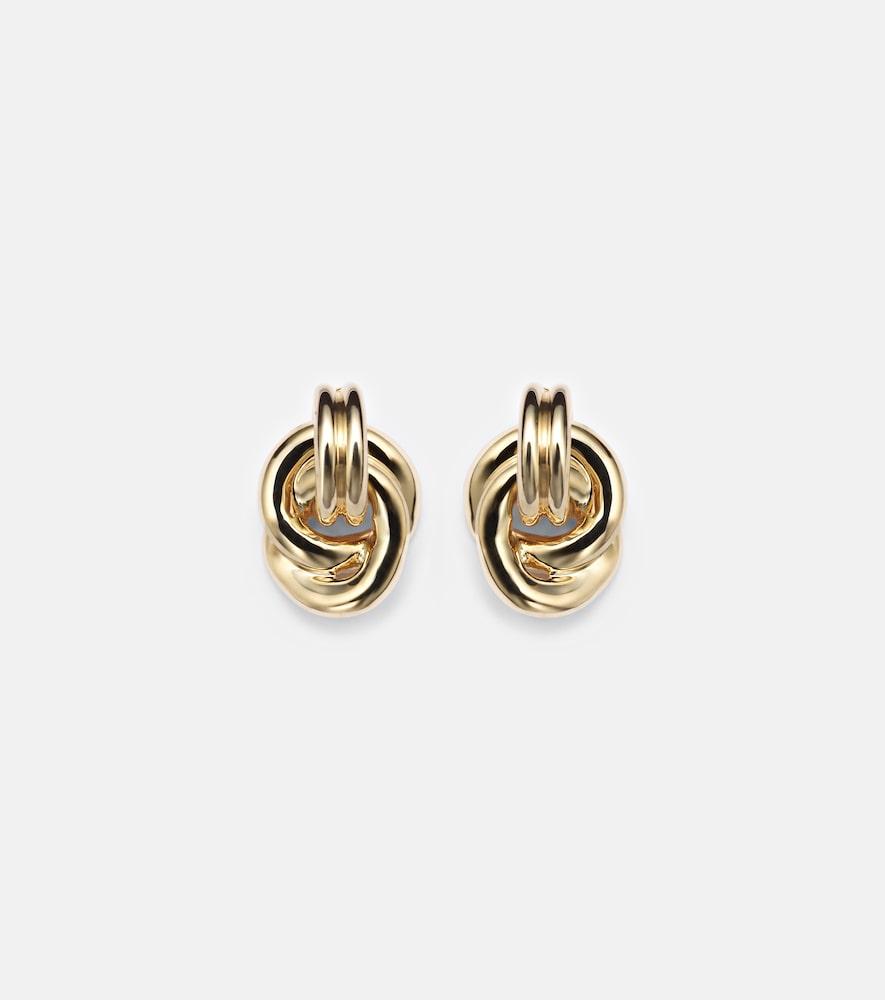 stone and strand 14kt gold earrings