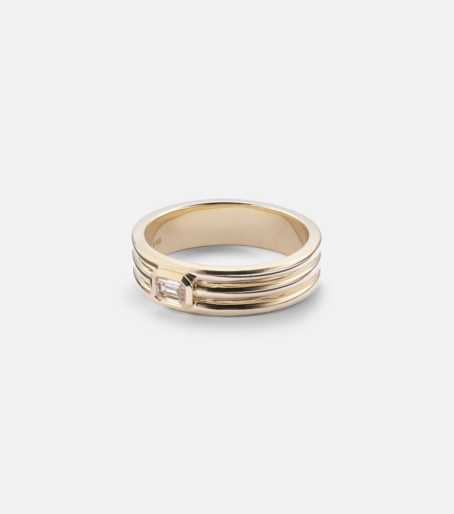 stone and strand 14kt gold ring with diamond