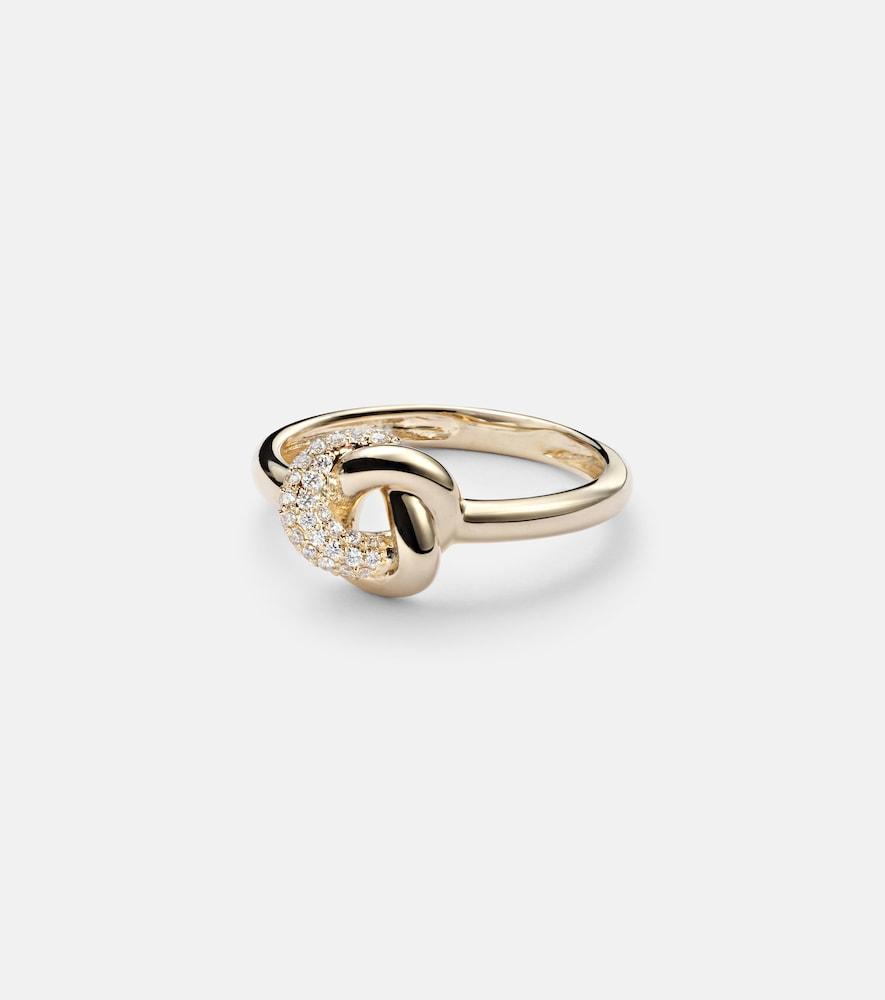 stone and strand 14kt gold ring with diamonds