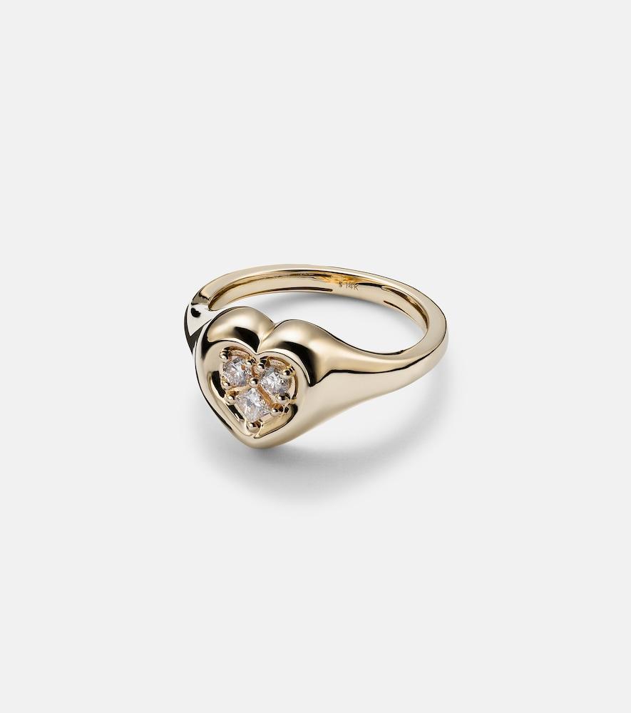 stone and strand 14kt gold ring with diamonds