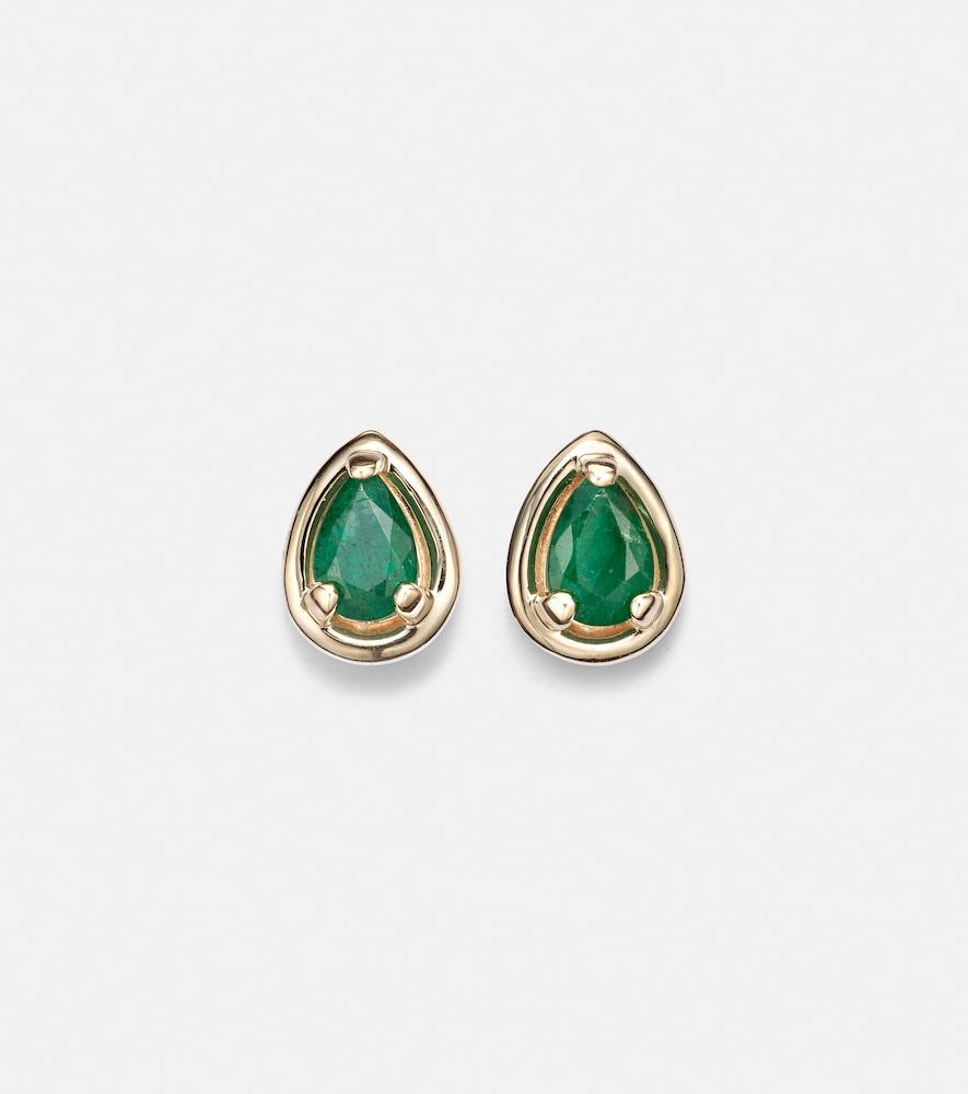 stone and strand birthstone bonbon 14kt gold earrings with emeralds
