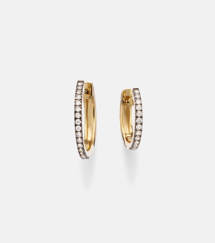 stone and strand come closer 10kt gold huggie earrings
