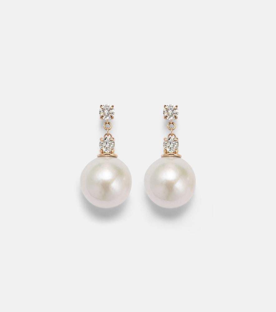 stone and strand essential 14kt gold drop earrings with pearls and diamonds