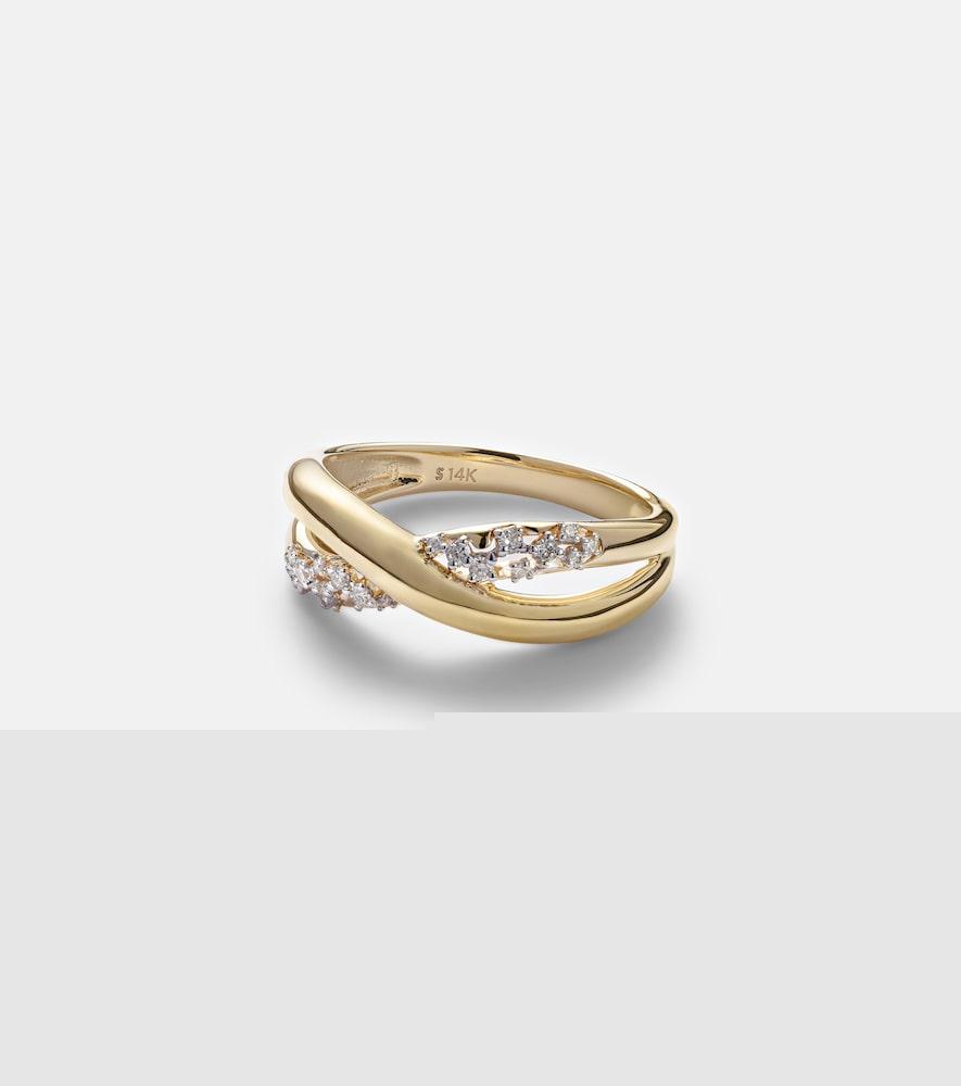 stone and strand glitterati kiss 14kt gold ring with diamonds