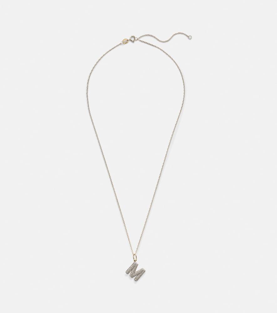 stone and strand initial 10kt gold necklace with diamonds