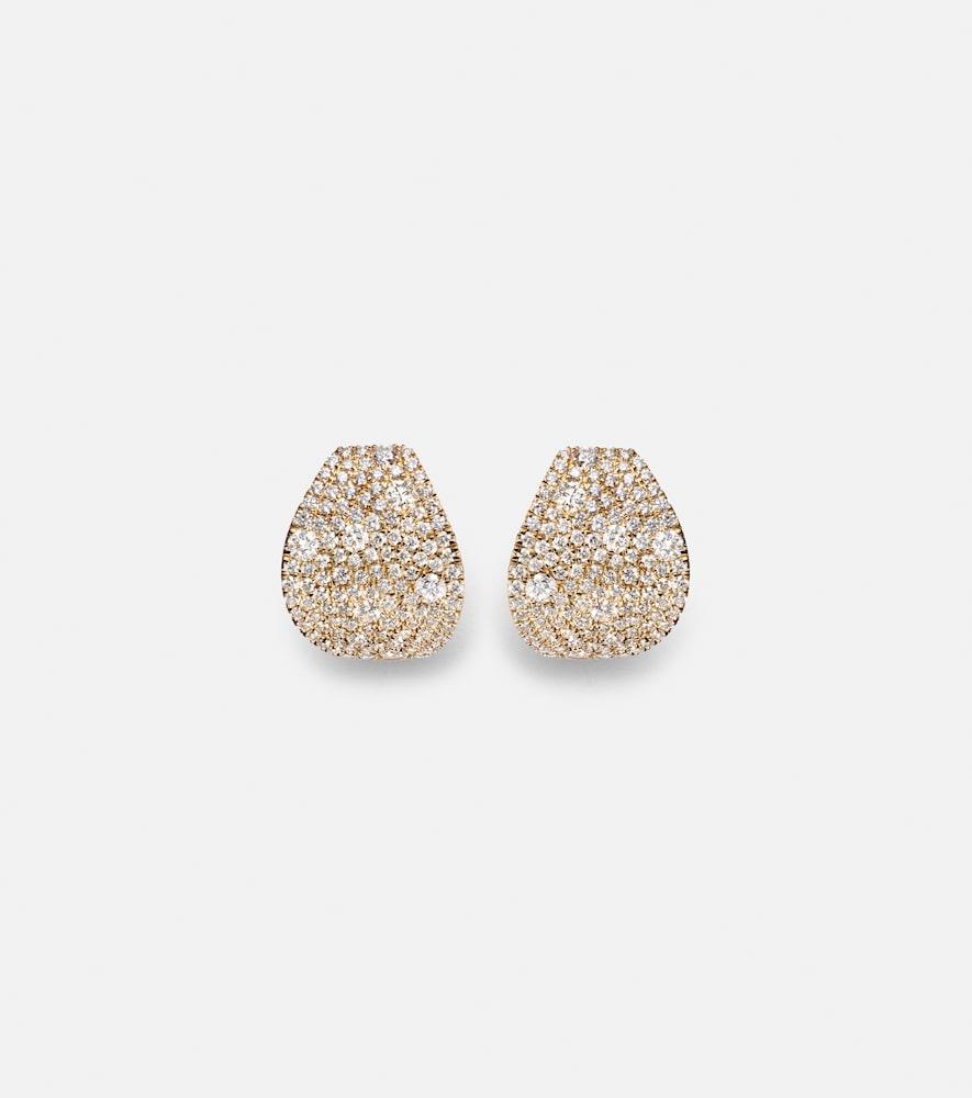 stone and strand keepsake 14kt gold huggie earrings with diamonds