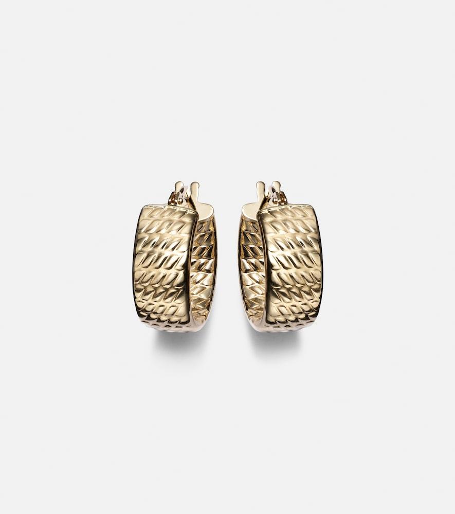 stone and strand le groove 14kt gold hoop earrings