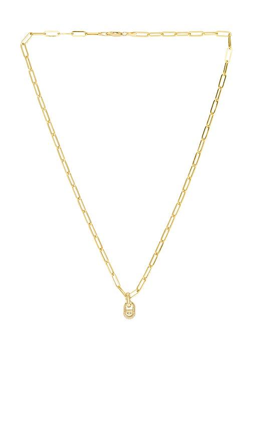 stone and strand marina link necklace in metallic gold.