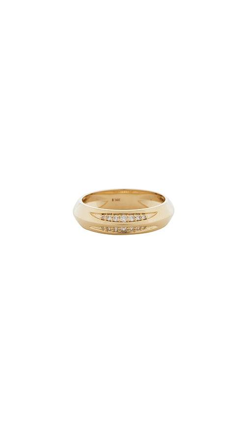 stone and strand pave knife edge cigar band in metallic gold. - size 6 (also in 7, 8)