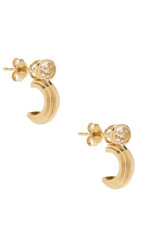 stone and strand pavillion earrings in metallic gold.