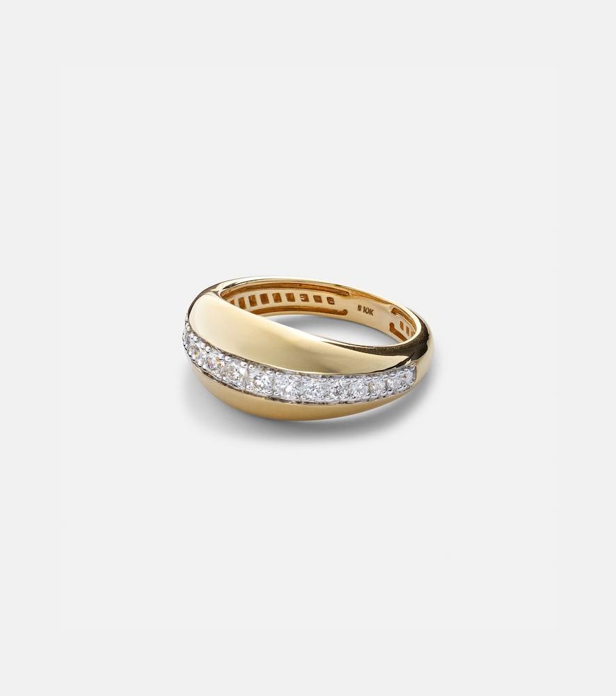 stone and strand pistachio 10kt gold ring with diamonds